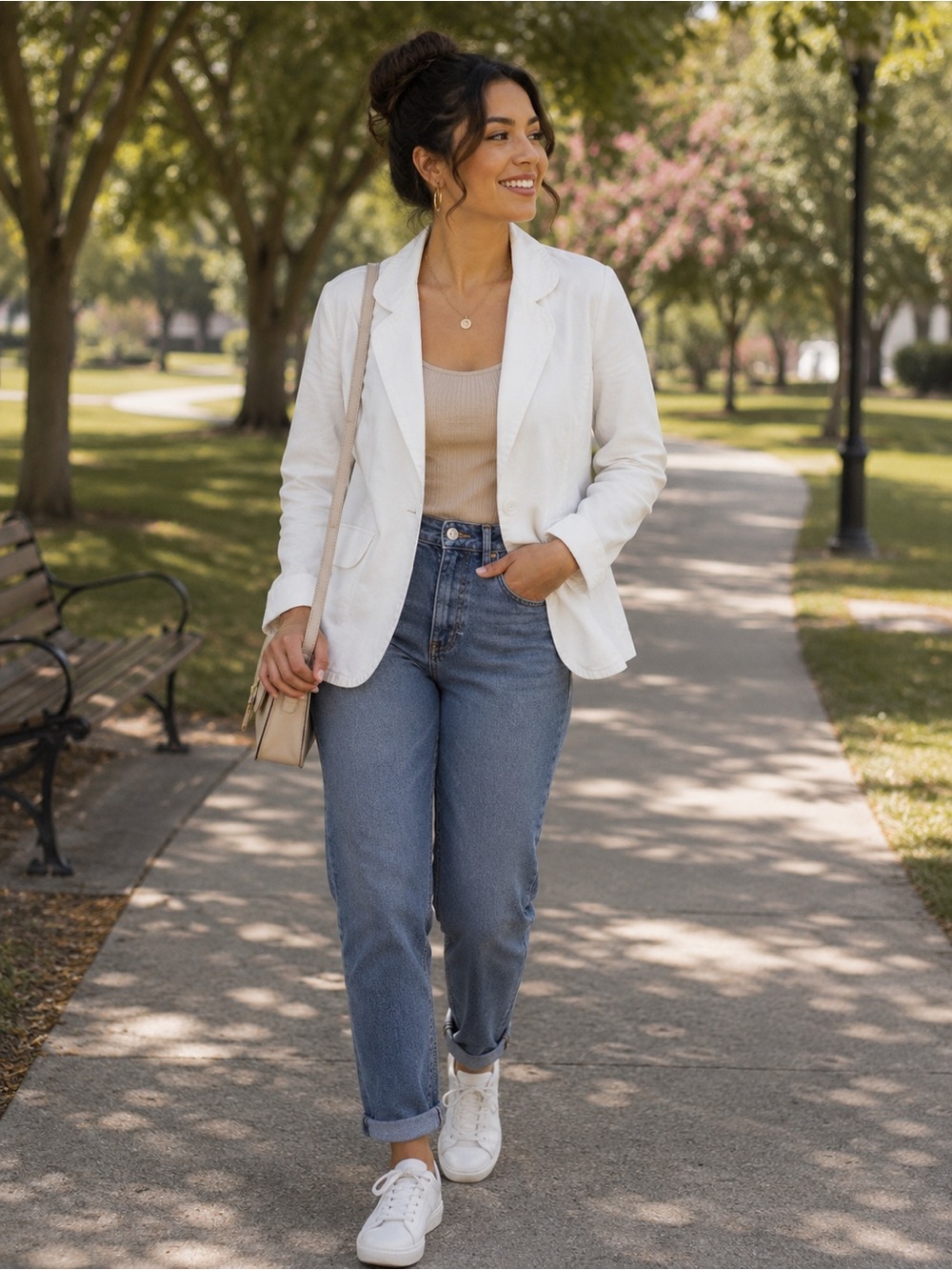 Y2K Mossimo Women White Single-Breasted Tailored Blazer Size 2X